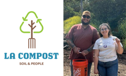 Angelenos collect free buckets of compost from the LA Compost Regional Compost Hub located in Griffith Park. 